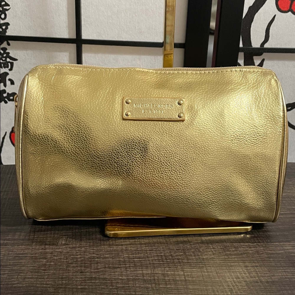 Michael Kors Metallic Gold Cosmetic Pouch